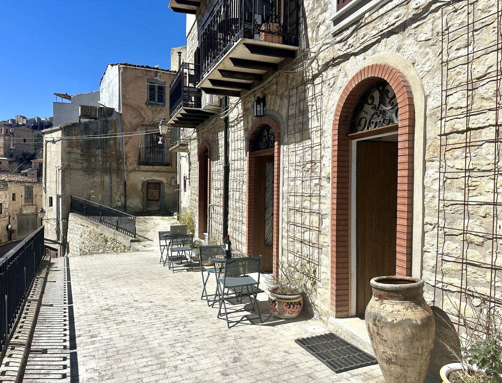 Sunny patio of the house